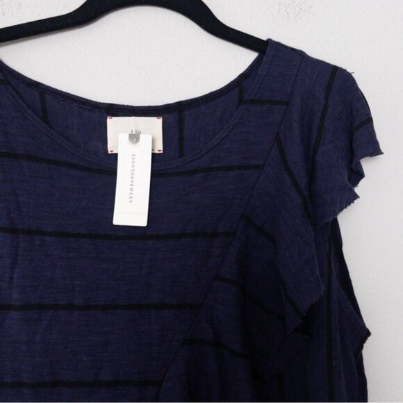 NWT Anthropologie t.la Ruffle Sleeveless Knit Top S Blue Black Striped - Picture 4 of 7